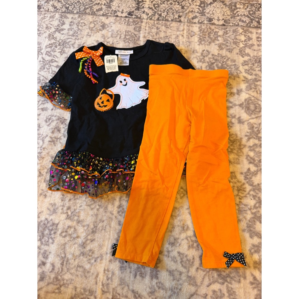 Bonnie Jean Girls 2T Halloween Ghost Legging Set Black Orange NWT